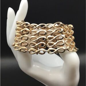 Vintage Barclay Gold Tone 5 Row Bracelet 6 inch. Security Clasp